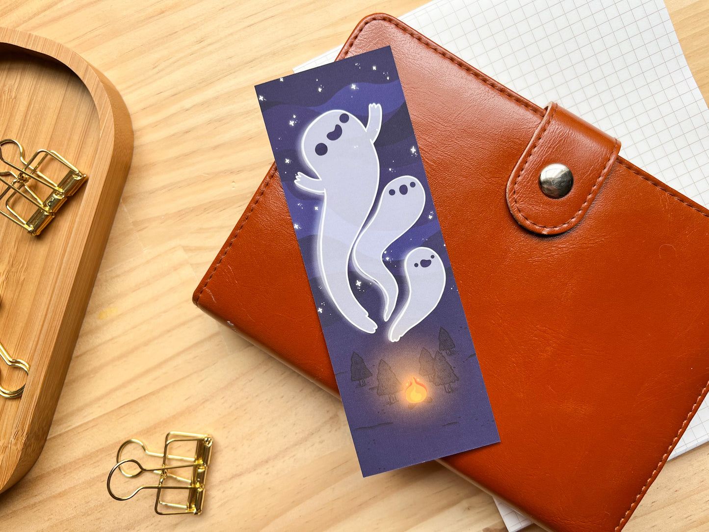 Cosy Ghosts Bookmark | 400gsm Silky Smooth Velvet-Finish Bookmark