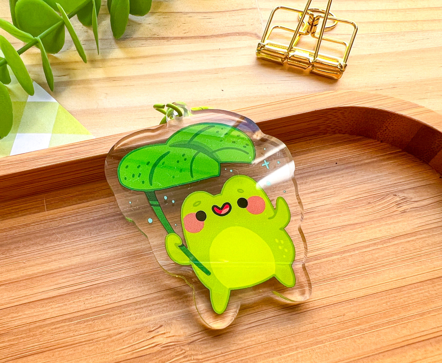 Lilypad Frog Charm | Double Sided Acrylic Keychain
