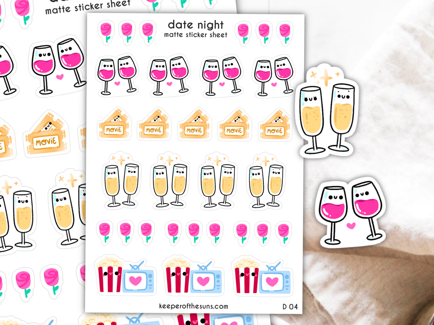 Date Night Sticker Sheet | Small Planner Stickers