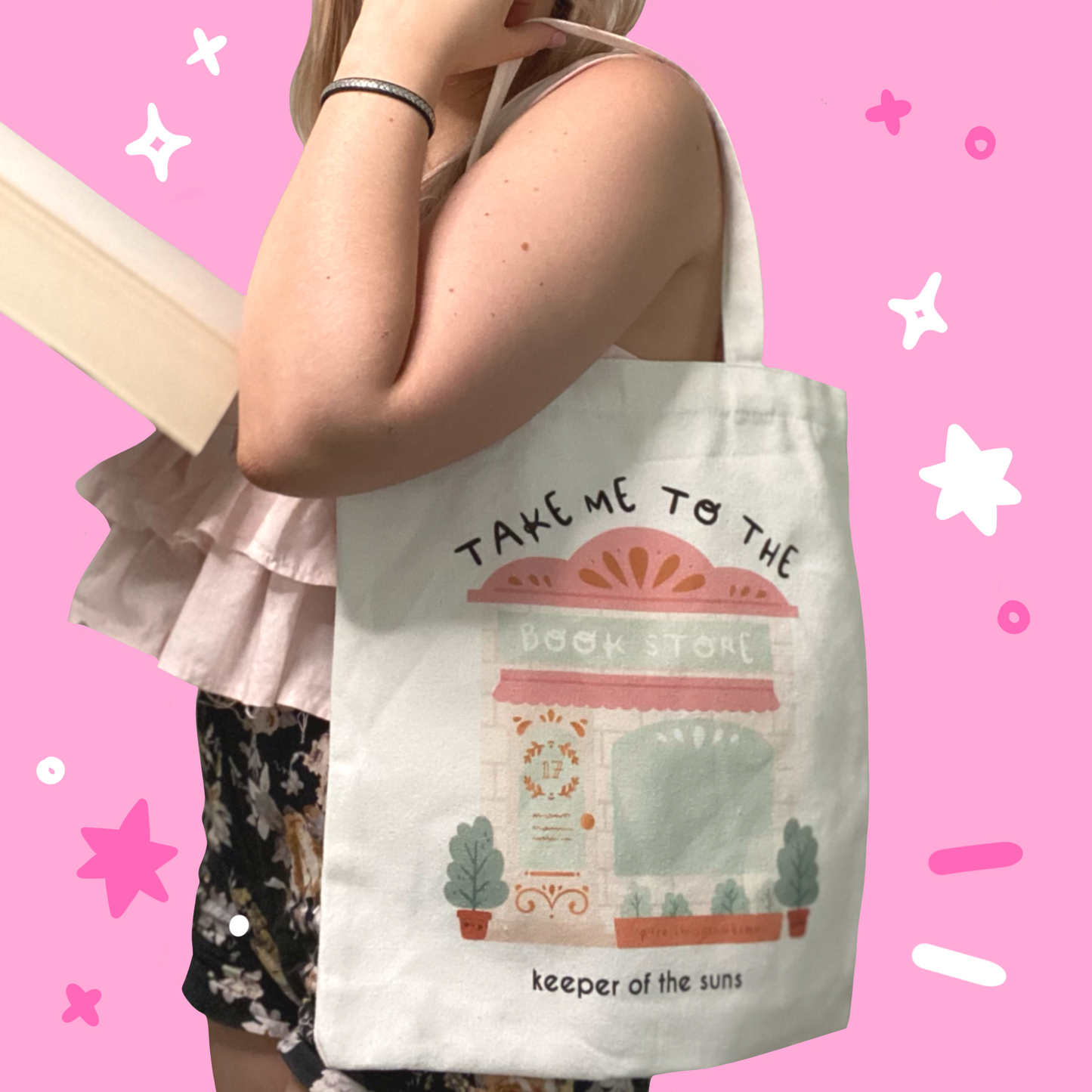 Take Me to the Book Store Tote | Printed Cotton Canvas