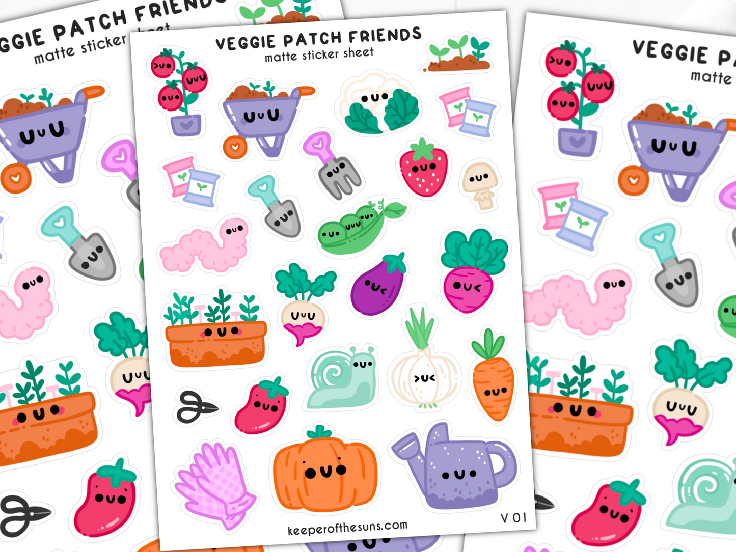 Veggie Patch Friends Sticker Sheet | Small Planner Stickers