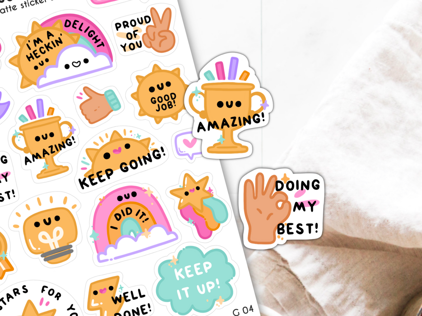 Good Job! Motivational Sticker Sheet | Small Planner Stickers