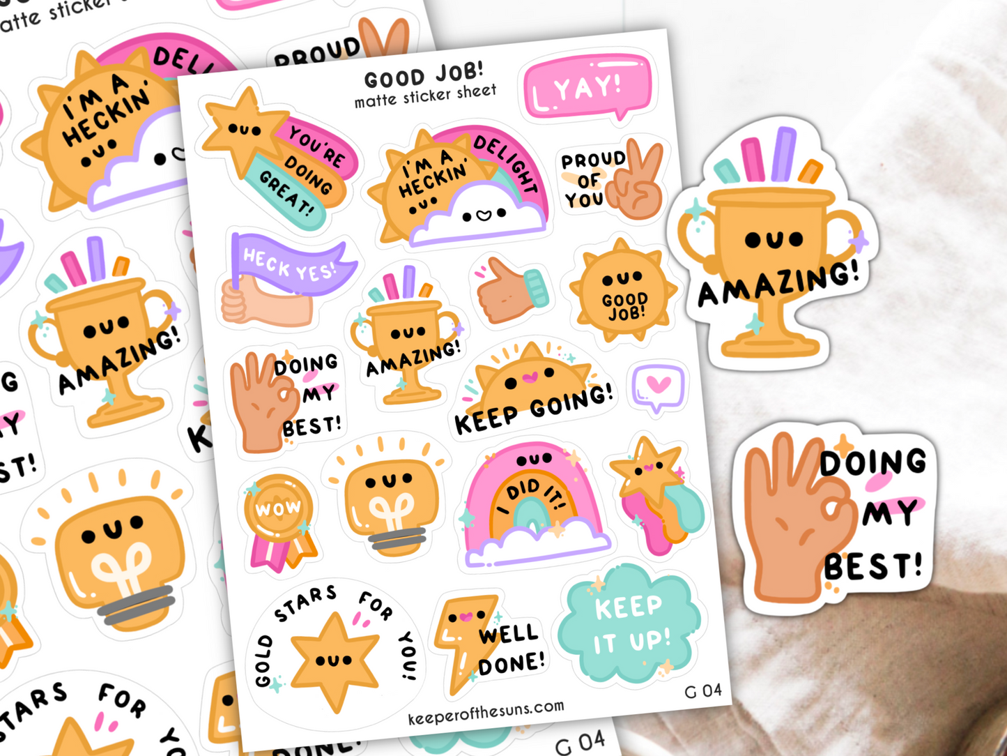 Good Job! Motivational Sticker Sheet | Small Planner Stickers