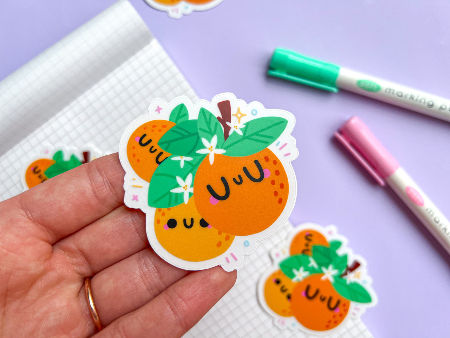 Orange Blossom Buds Sticker | Waterproof glossy vinyl sticker