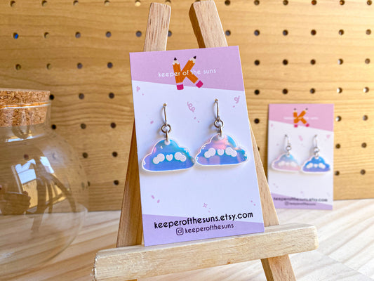 Iridescent Cloud Earrings | Colour-shifting Acrylic Dangle Earrings