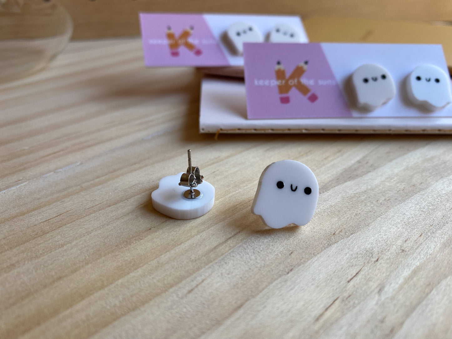 Sweet Ghost Studs | Tiny Matte Acrylic Earrings