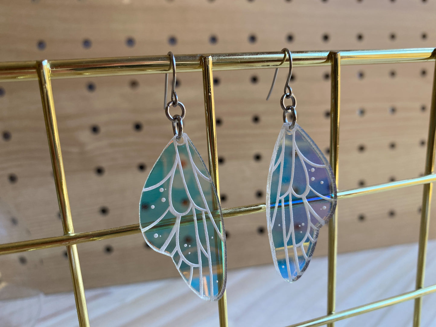 Fairy Wing Earrings | Iridescent Colour-shifting Acrylic Dangle Earrings