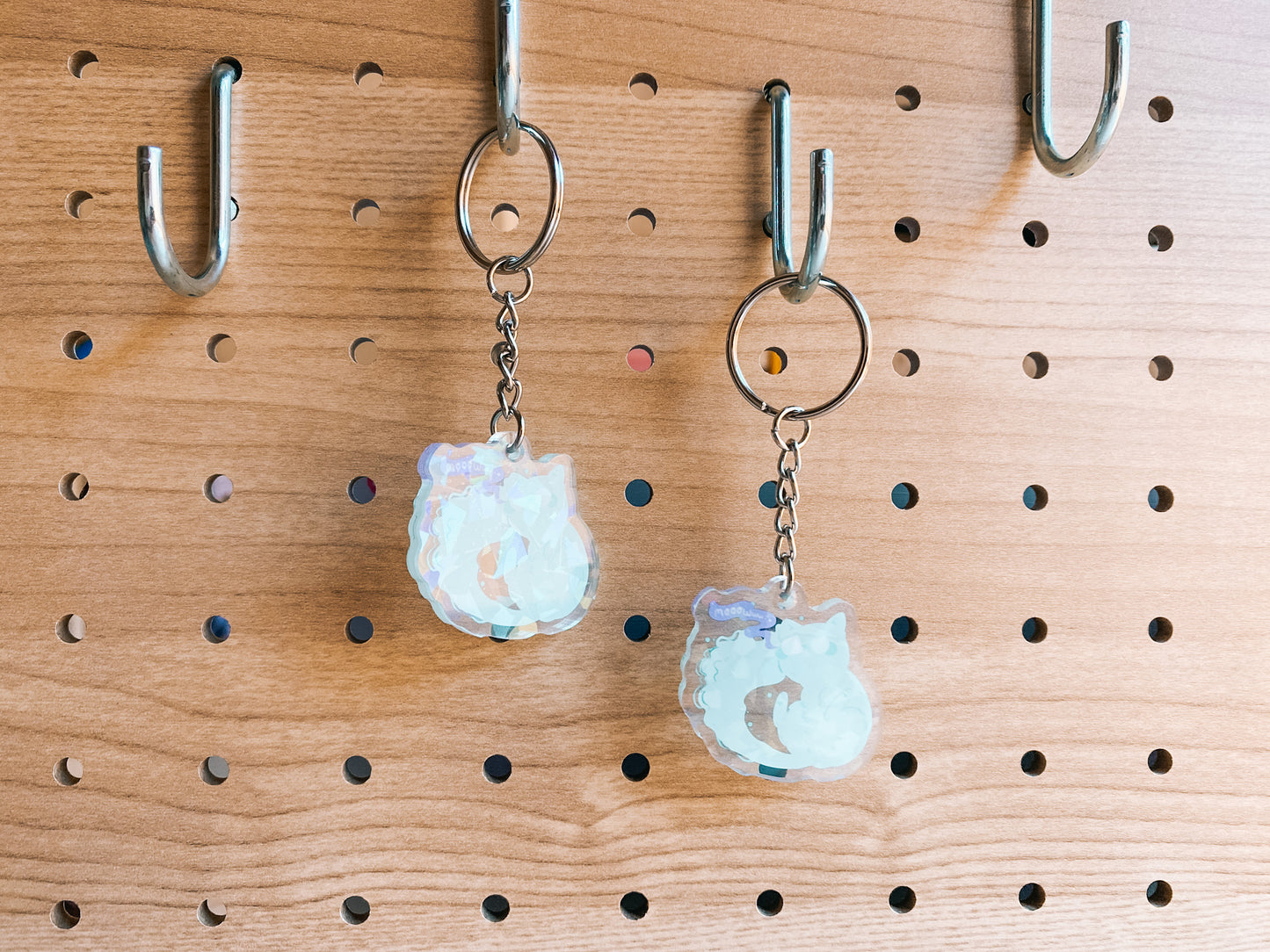Ghost Cat Charm | Holographic Double Sided Acrylic Keychain