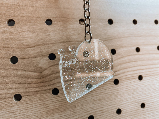 Holographic Glitter Snail Charm | Washi Cutter Acrylic Keychain