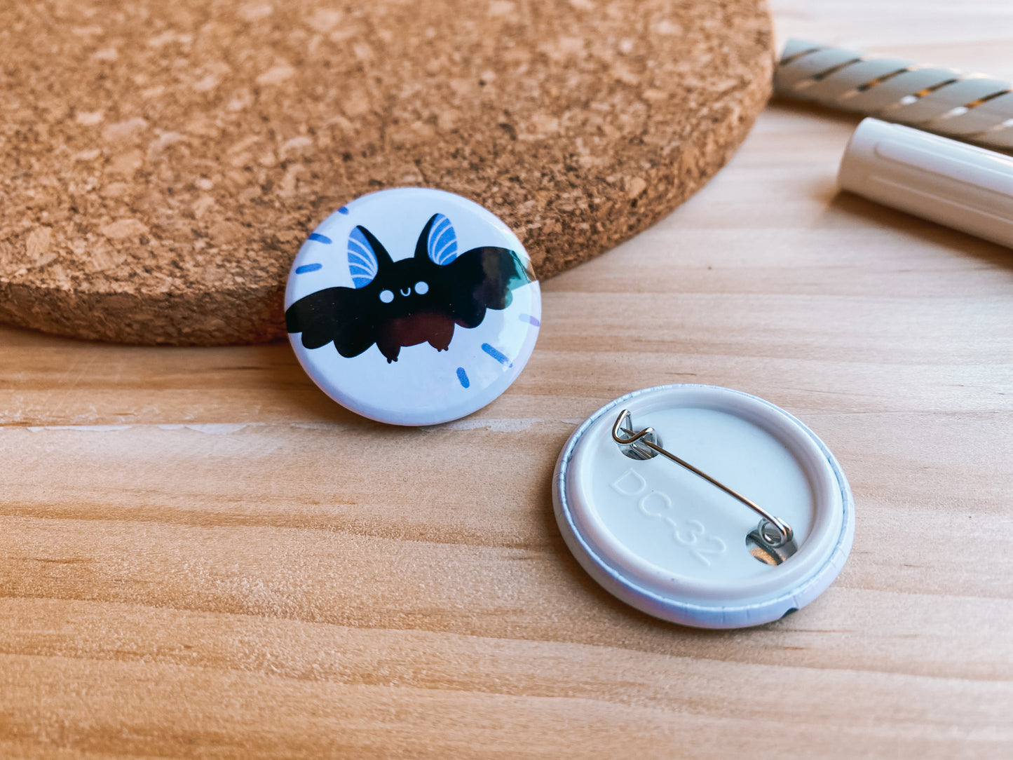 Bat Bud Button Badge | 32mm hand-pressed button