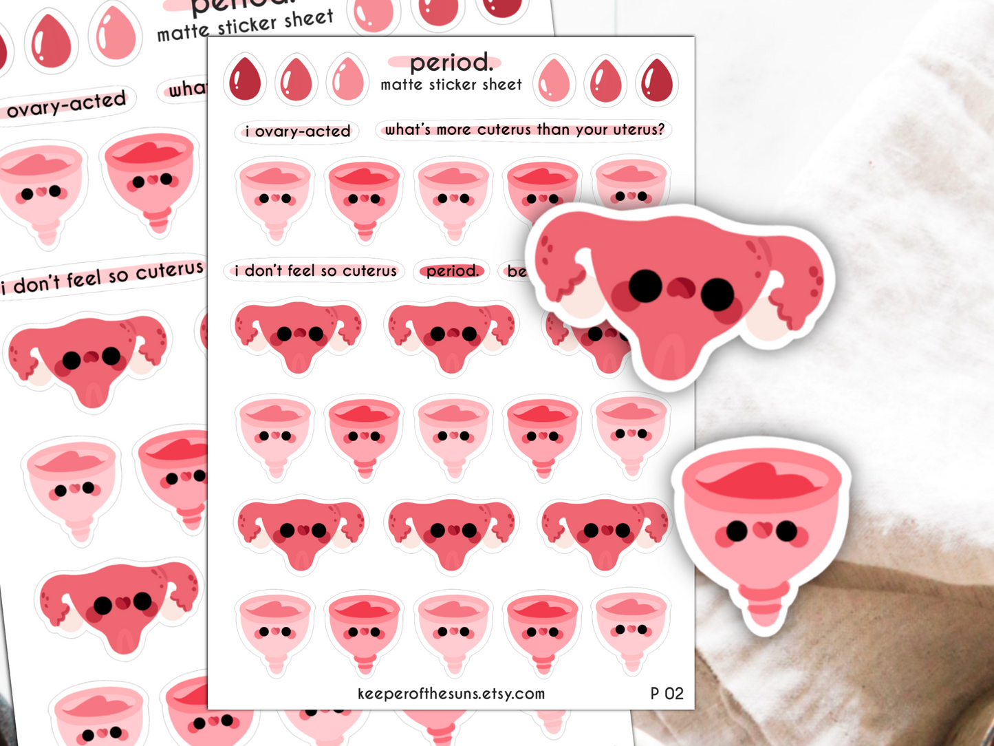 Punny Period Sticker Sheet | Small Planner Stickers