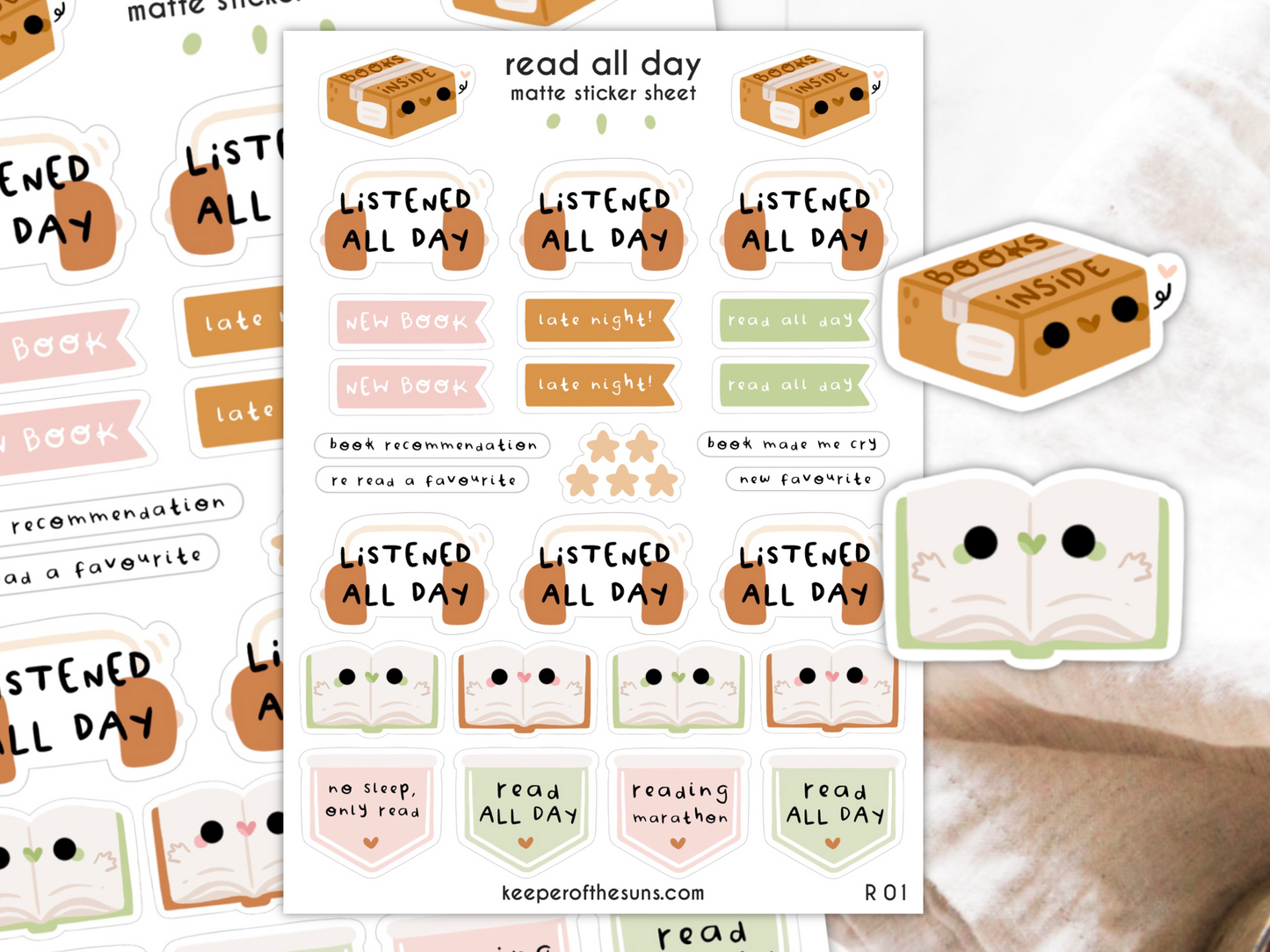 Read All Day Sticker Sheet | Small Planner Stickers