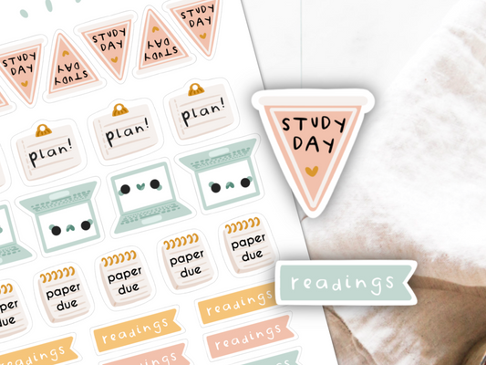 Study Planning Sticker Sheet | Small Planner Stickers
