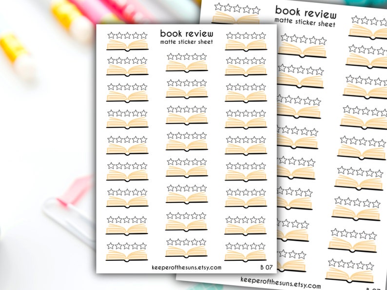 Book Review Sticker Sheet | Small Planner Stickers