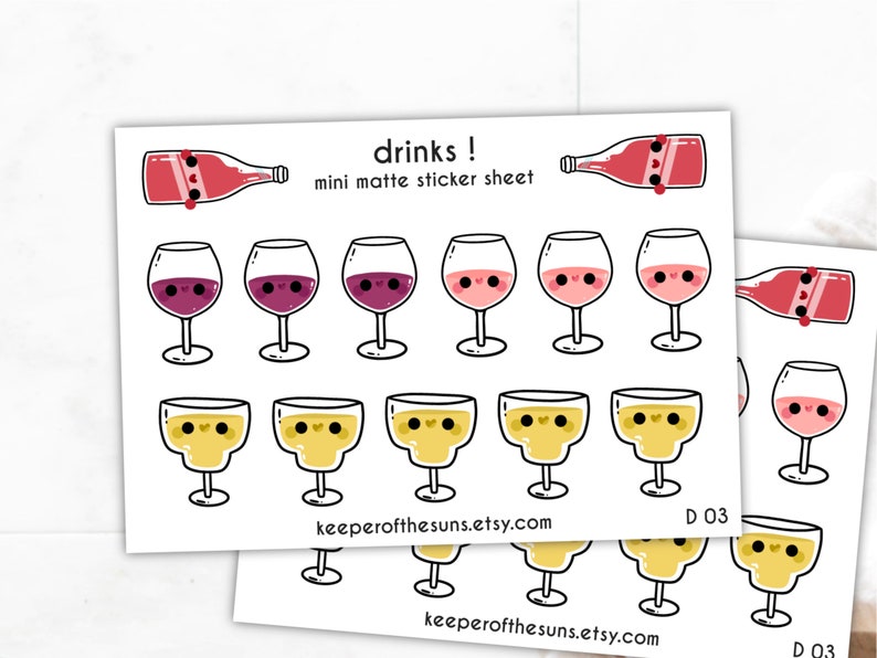 Drinks Sticker Sheet | Mini Food Planner Stickers