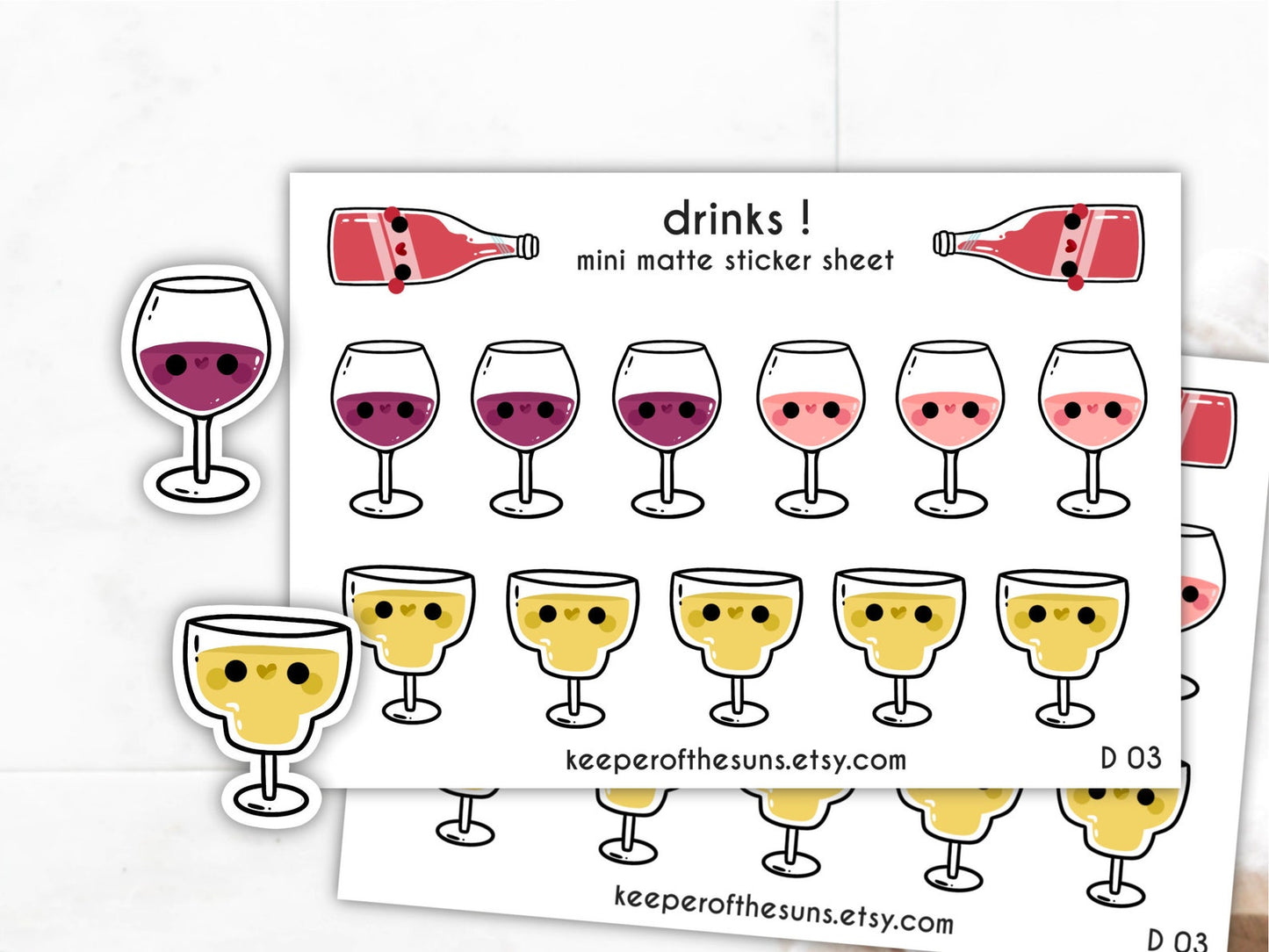 Drinks Sticker Sheet | Mini Food Planner Stickers