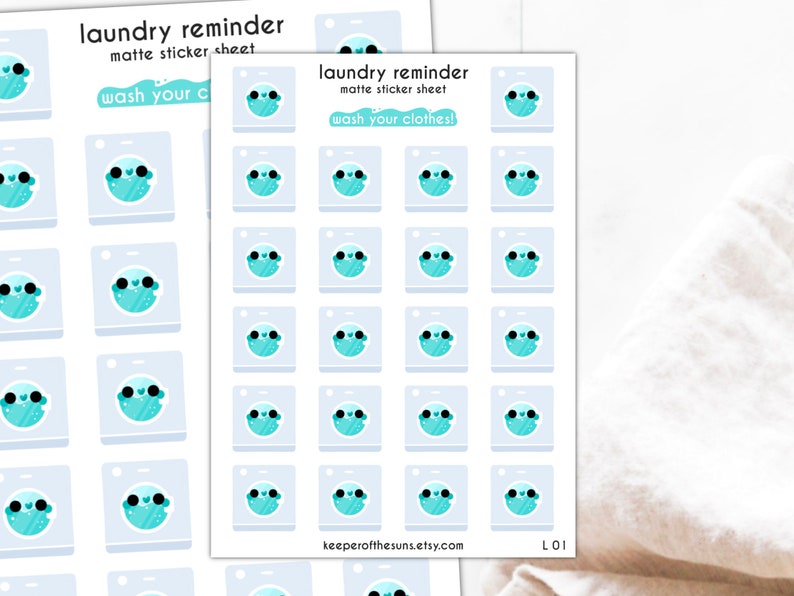 Laundry Reminder Sticker Sheet | Small Planner Stickers