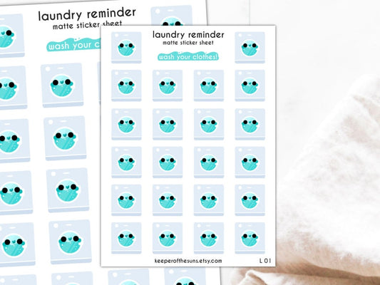 Laundry Reminder Sticker Sheet | Small Planner Stickers