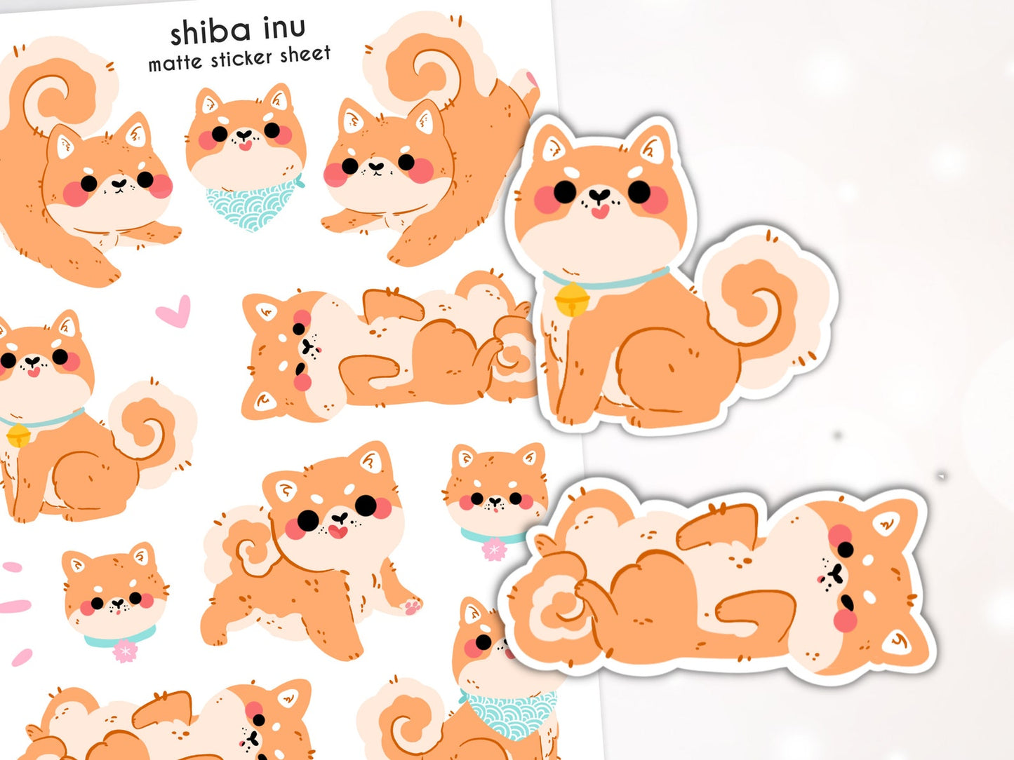 Shiba Inu Sticker Sheet | Small Planner Stickers