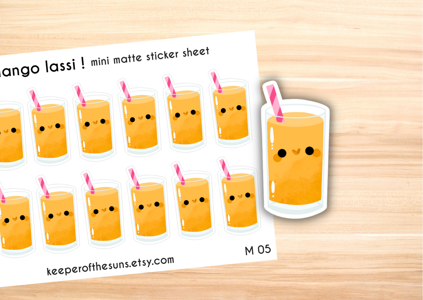 Mango Lassi Sticker Sheet | Mini Food Planner Stickers